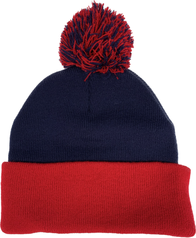 GA Red & Navy PomPom Beanie #2