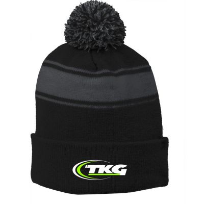 Stripe Pom Pom Beanie